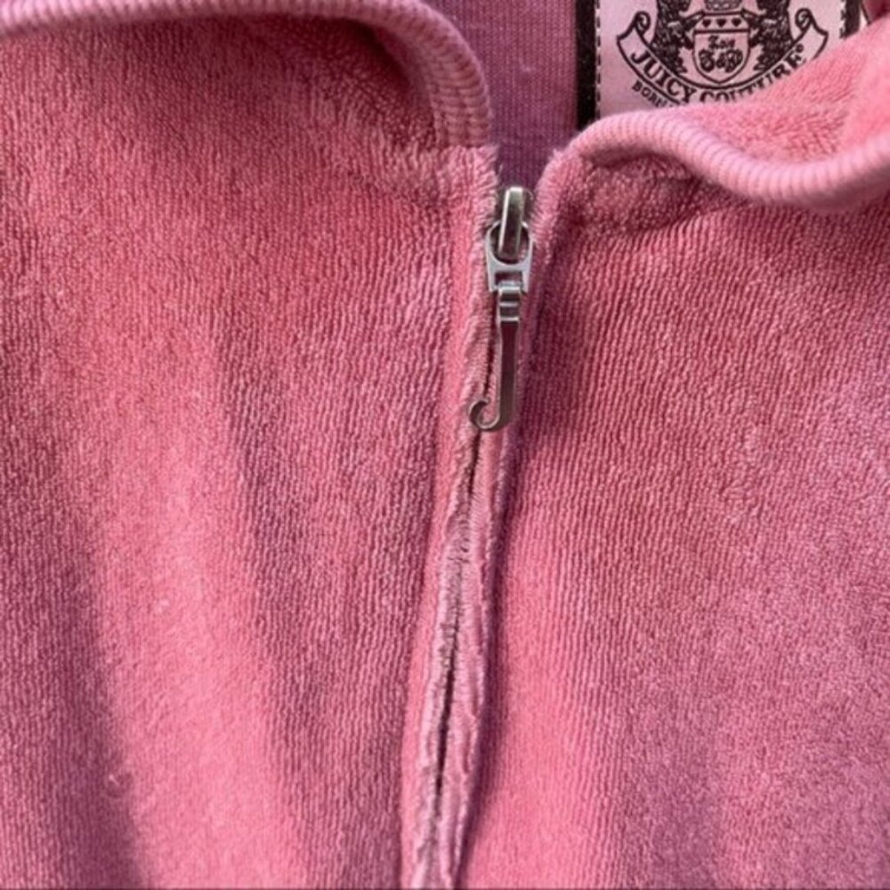 Juicy Couture Vintage Y2K Hoodie Jacket Barbie French Terry Pocket Logo Velour M - Picture 9 of 16